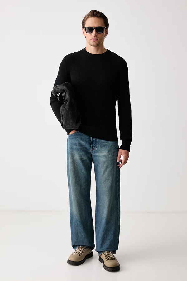 Светр чоловічий бавовняний rag & bone Danton колір чорний фото 2