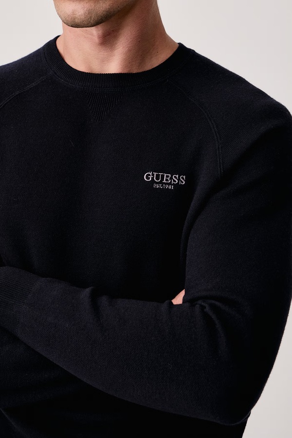 Светр чоловічий з додаванням вовни Guess NAITO колір темно-синій фото 4