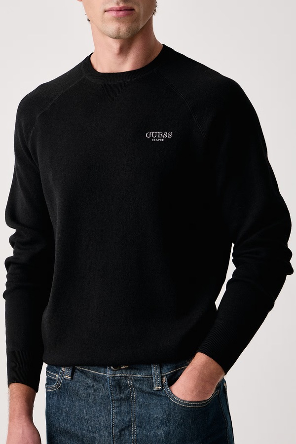 Светр чоловічий з додаванням вовни Guess NAITO колір чорний фото 4