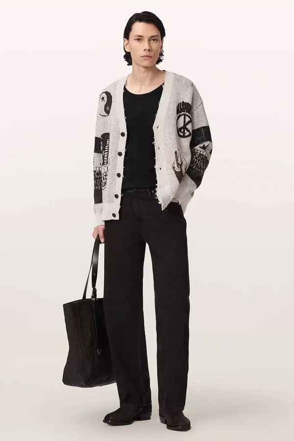 Кардиган мужской хлопковый AllSaints BRAM CARDIGAN цвет бежевый фото 2