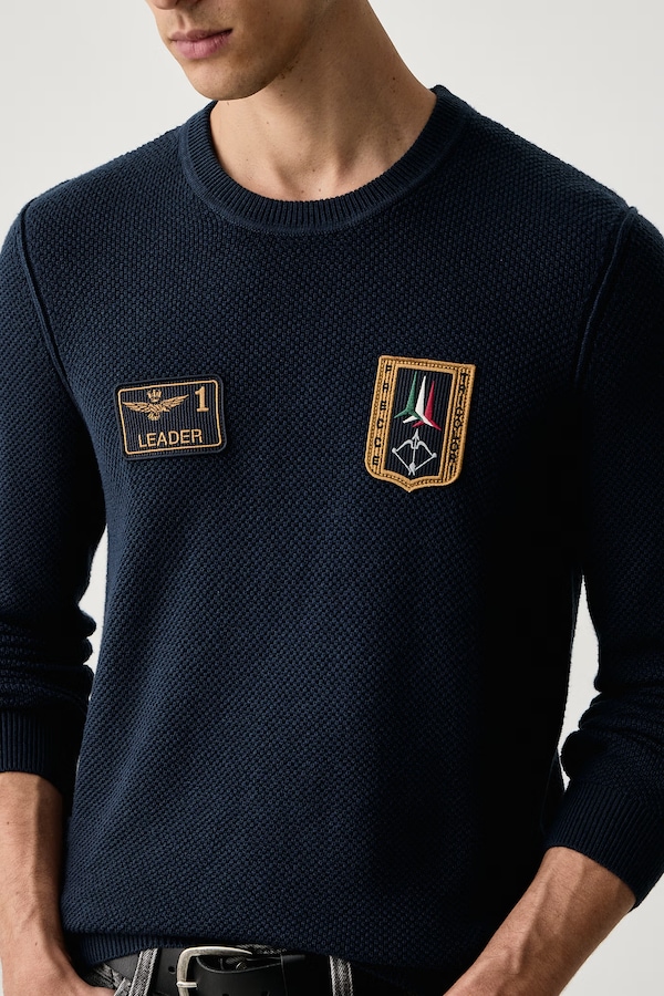 Светр чоловічий з вовною Aeronautica Militare колір темно-синій фото 4