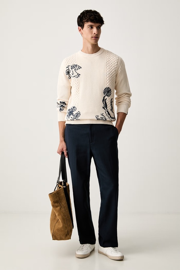 Светр чоловічий бавовняний Scotch & Soda колір бежевий