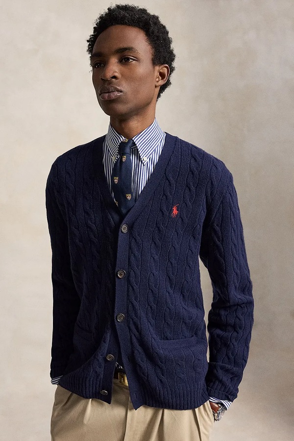 Кардиган чоловічий вовняний Polo Ralph Lauren колір темно-синій
