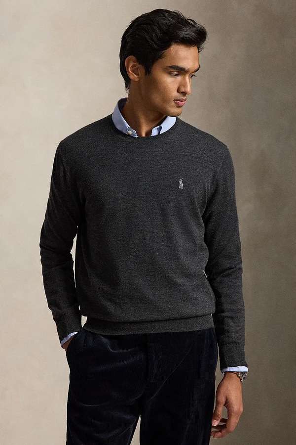 Светр чоловічий вовняний Polo Ralph Lauren колір сірий