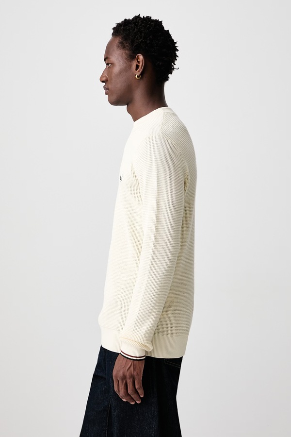 Светр чоловічий бавовняний Fred Perry колір бежевий фото 4
