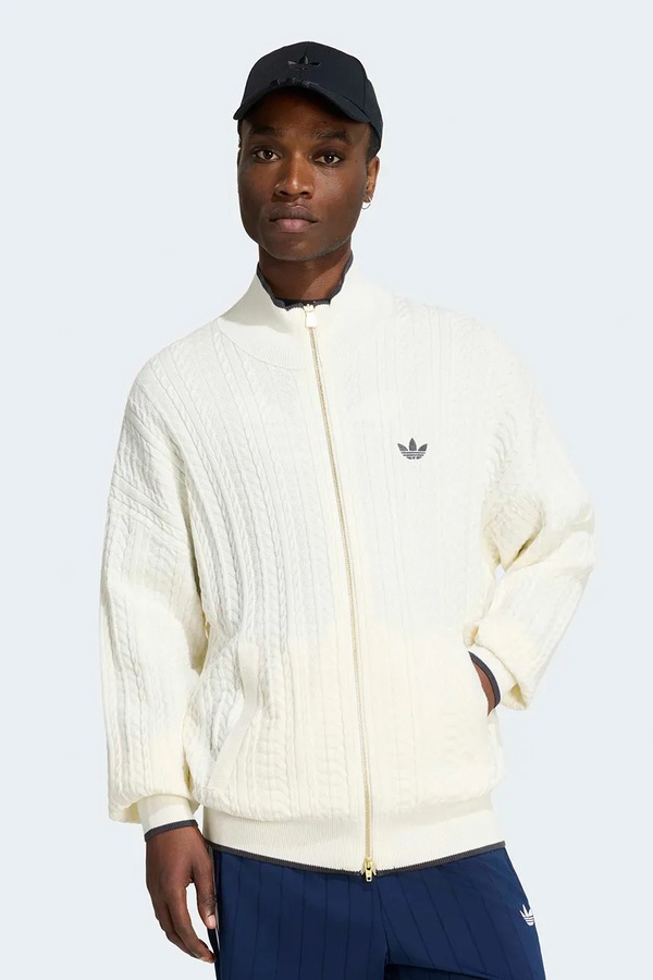 Светр на застібці чоловічий adidas Originals Firebird Cable Knit колір білий