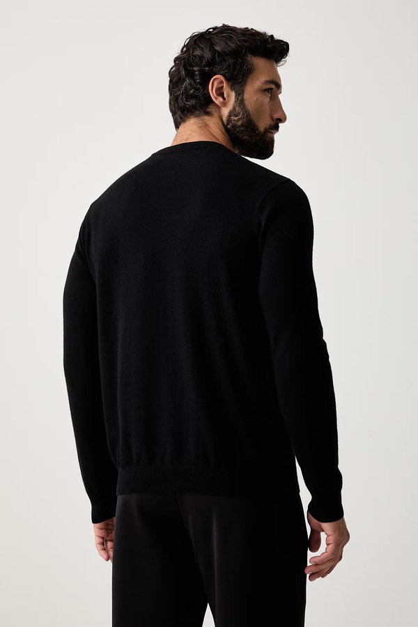 Светр чоловічий з вовною EA7 Emporio Armani колір чорний фото 2