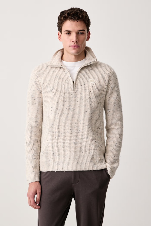 Напівгольф чоловічий з додаванням вовни G-Star Double collar half zip колір бежевий