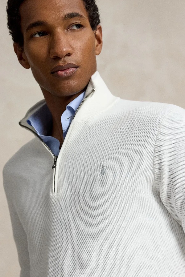 Светр чоловічий бавовняний Polo Ralph Lauren колір білий фото 4