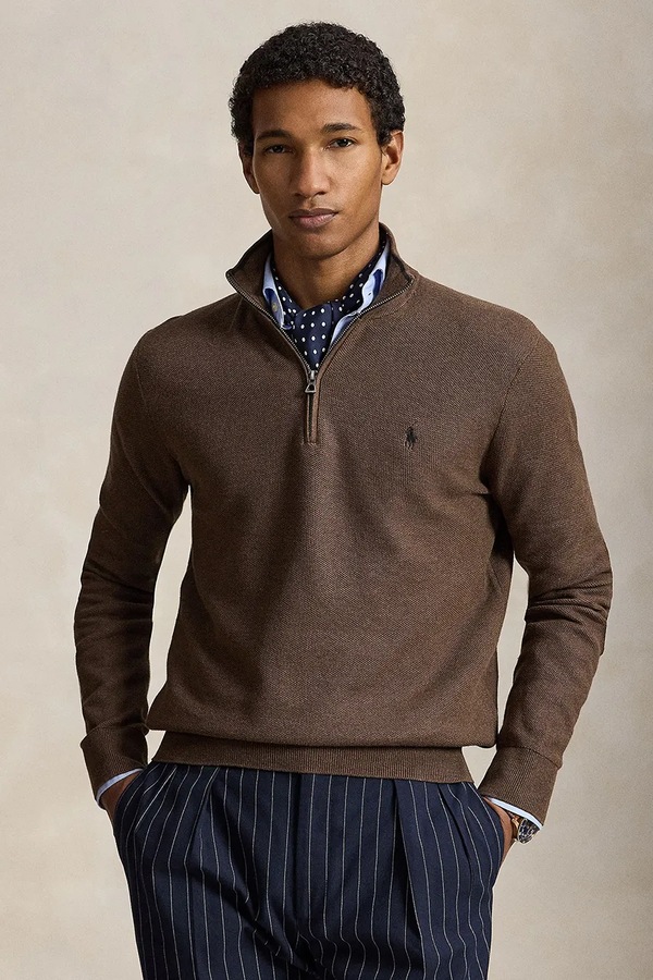 Светр чоловічий бавовняний Polo Ralph Lauren колір коричневий