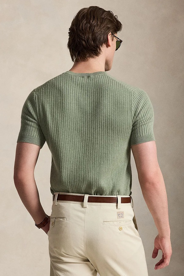 Светр з короткими рукавами чоловічий бавовняний Polo Ralph Lauren колір зелений