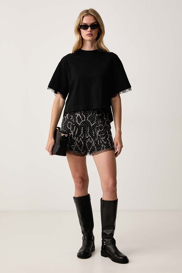 Шорти жіночі AllSaints MINTY EMB колір чорний