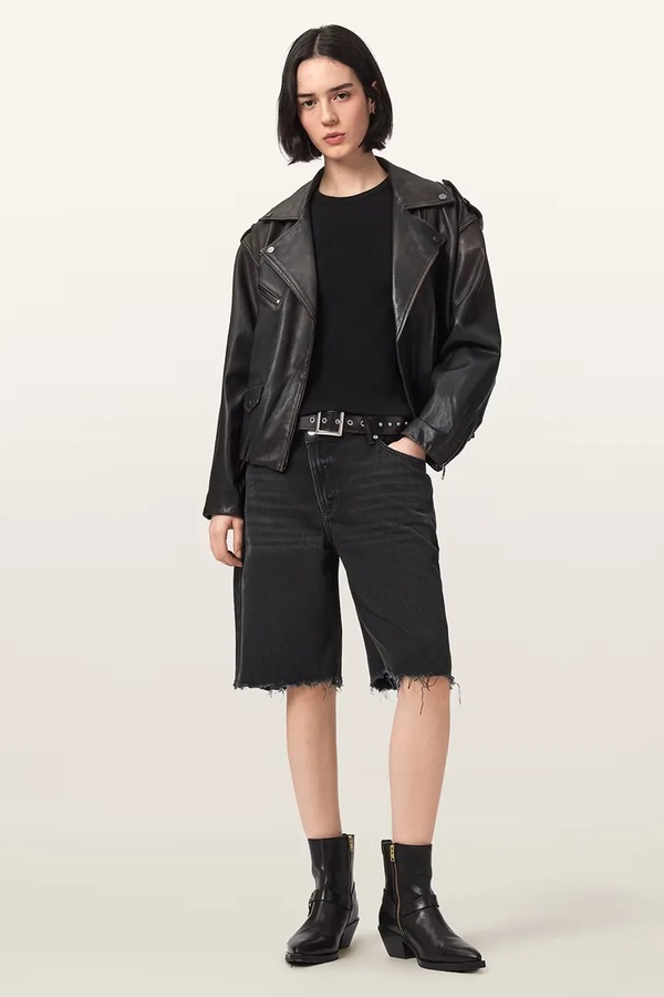 Шорты женские джинсовые AllSaints AKI цвет черный фото 2