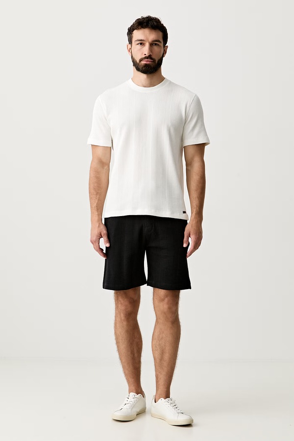 Шорти loungwear чоловічі з бавовною BOSS Structure Shorts колір чорний