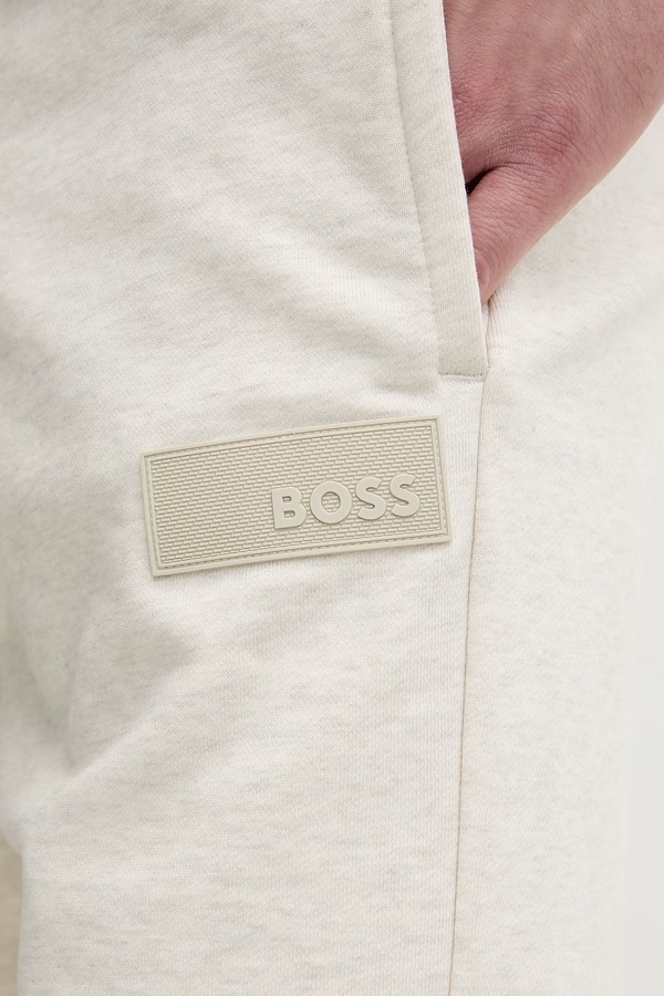 Трикотажні шорти чоловічі з бавовною BOSS Green JT_Shorts колір бежевий фото 4
