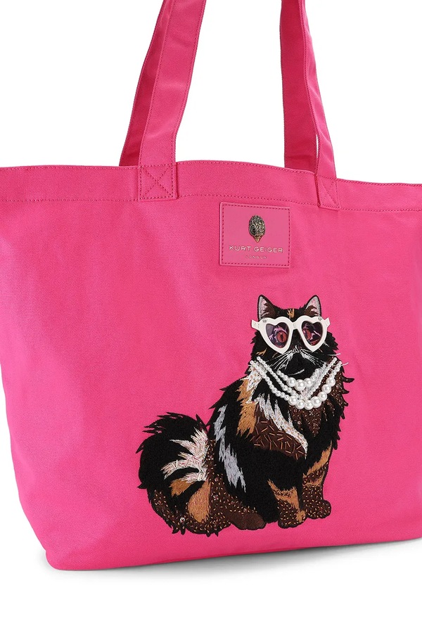 Сумка-шопер жіноча бавовняна Kurt Geiger London колір рожевий фото 2