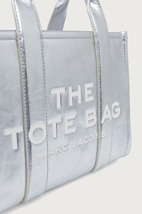 Сумка-тоут жіноча шкіряна MARC JACOBS THE SMALL TOTE колір срібний фото 4