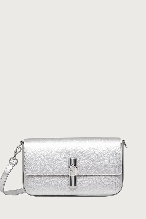 Сумка крос-боді жіноча шкіряна Furla Iride S колір срібний