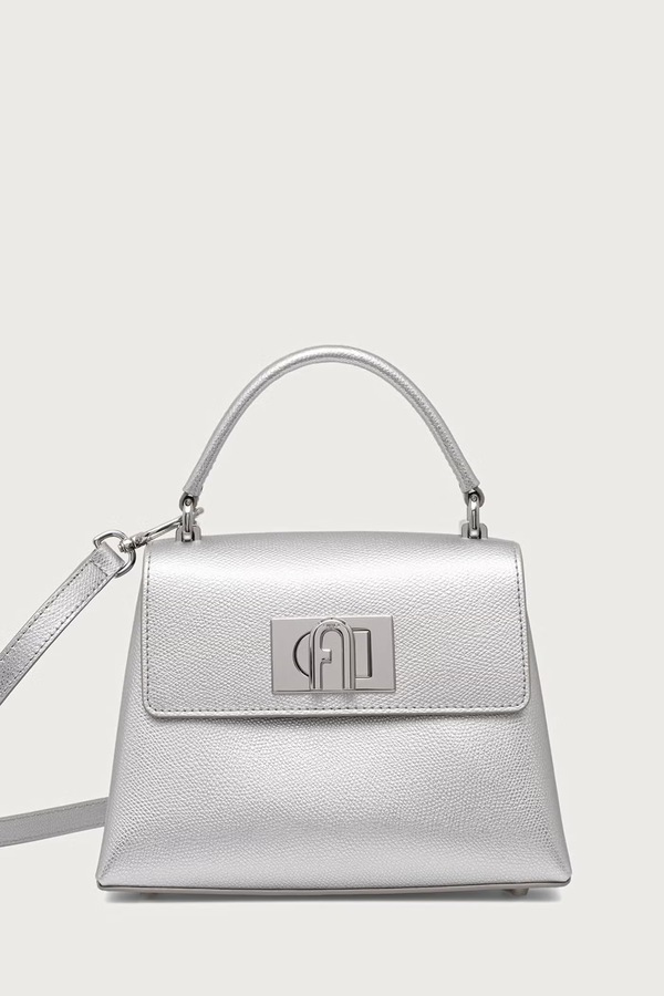 Сумка крос-боді жіноча шкіряна Furla 1927 Mini Top Handle колір срібний