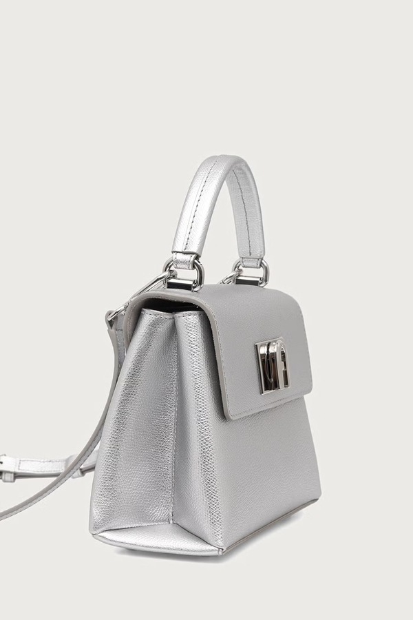 Сумка крос-боді жіноча шкіряна Furla 1927 Mini Top Handle колір срібний