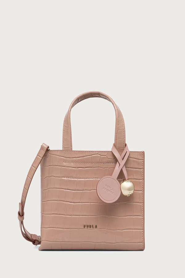 Сумка крос-боді жіноча шкіряна Furla Divide It Mini Tote колір рожевий