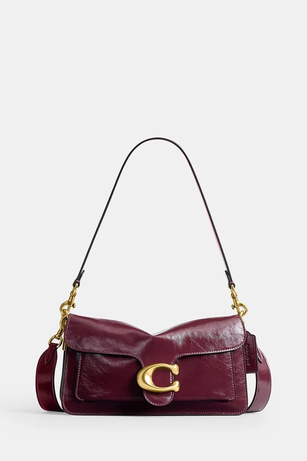 Сумка крос-боді жіноча шкіряна Coach Glazed Leather Soft Grain Tabby 26