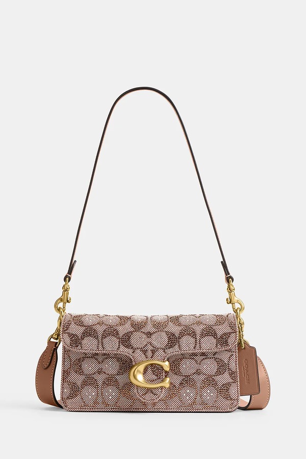 Сумочка жіноча Coach Crystal Signature Soft Tabby 20 колір бежевий