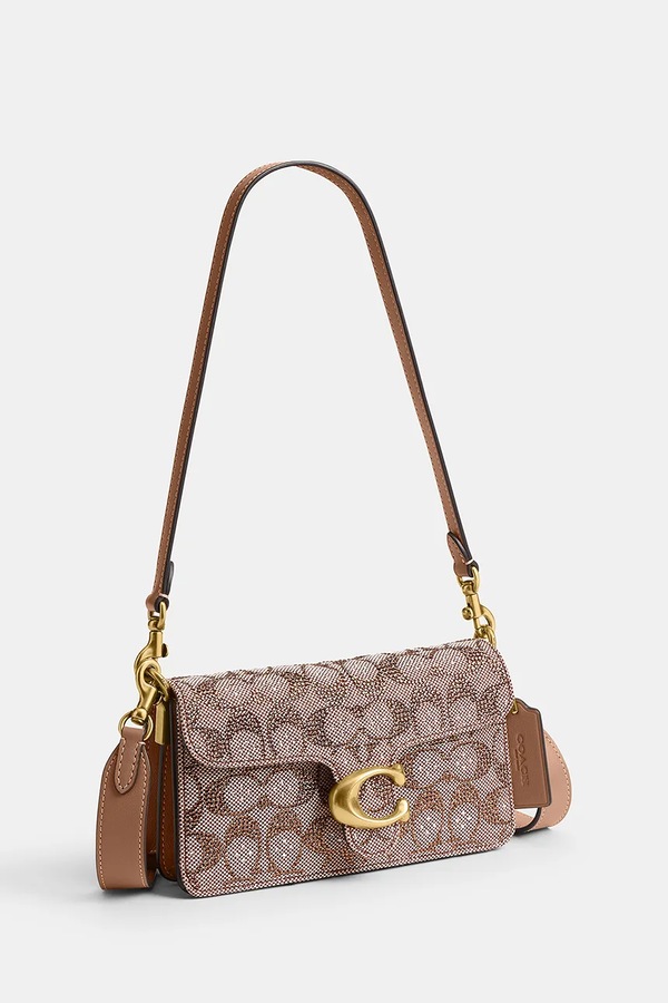 Сумочка жіноча Coach Crystal Signature Soft Tabby 20 колір бежевий фото 3