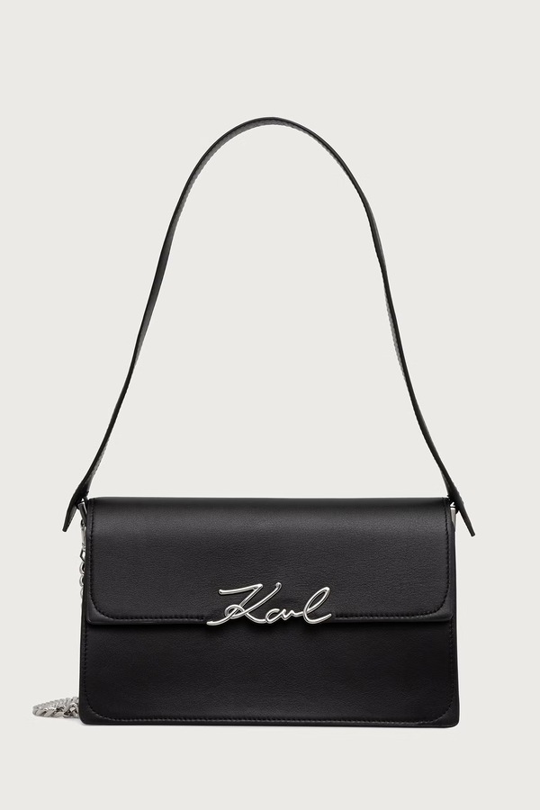 Сумка крос-боді жіноча шкіряна Karl Lagerfeld K/SIGNATURE колір чорний