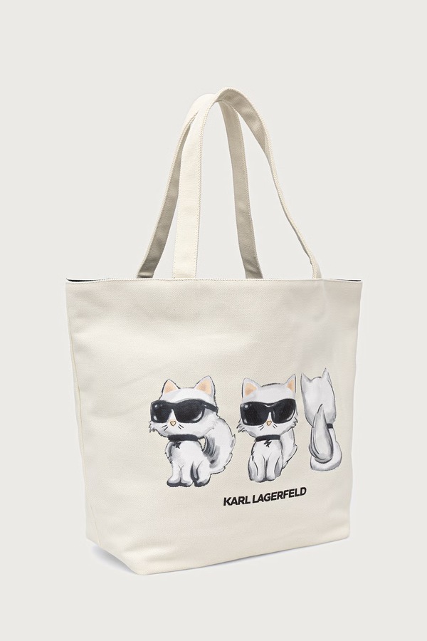 Сумка-тоут жіноча бавовняна Karl Lagerfeld IKON колір бежевий