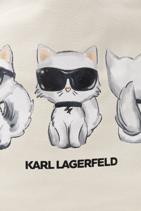 Сумка-тоут жіноча бавовняна Karl Lagerfeld IKON колір бежевий фото 4