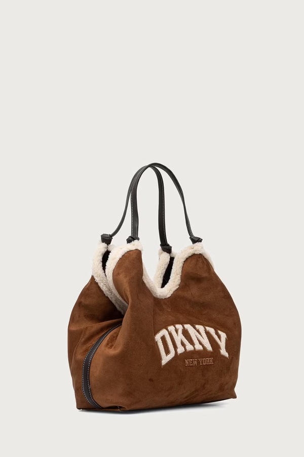 Сумка-тоут жіноча з імітації замші DKNY колір коричневий фото 2