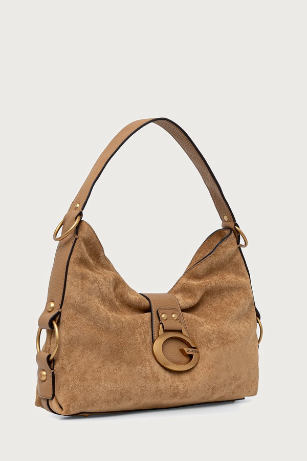 Сумочка hobo жіноча з імітації замші Guess CAMDEN колір бежевий