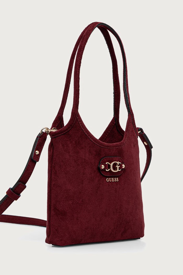 Сумка крос-боді жіноча з імітації замші Guess SAMANTHA колір бордовий
