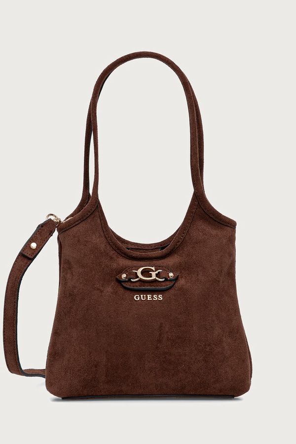 Сумка крос-боді жіноча з імітації замші Guess SAMANTHA колір коричневий