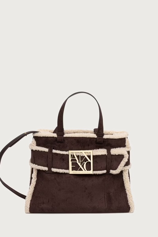 Сумка крос-боді жіноча з імітації замші Armani Exchange колір коричневий