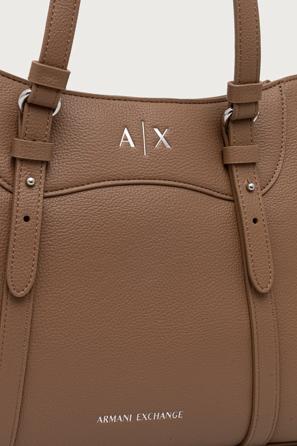 Сумочка жіноча зі штучної шкіри Armani Exchange колір бежевий фото 4
