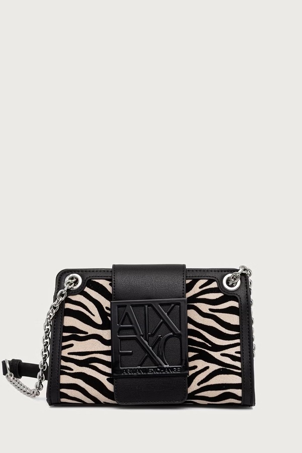Сумка крос-боді жіноча з імітації замші Armani Exchange колір чорний