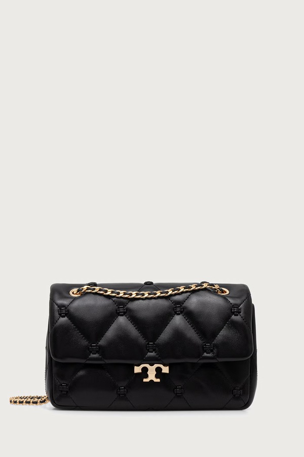 Сумка-листоноша жіноча шкіряна Tory Burch Bunny Knot колір чорний