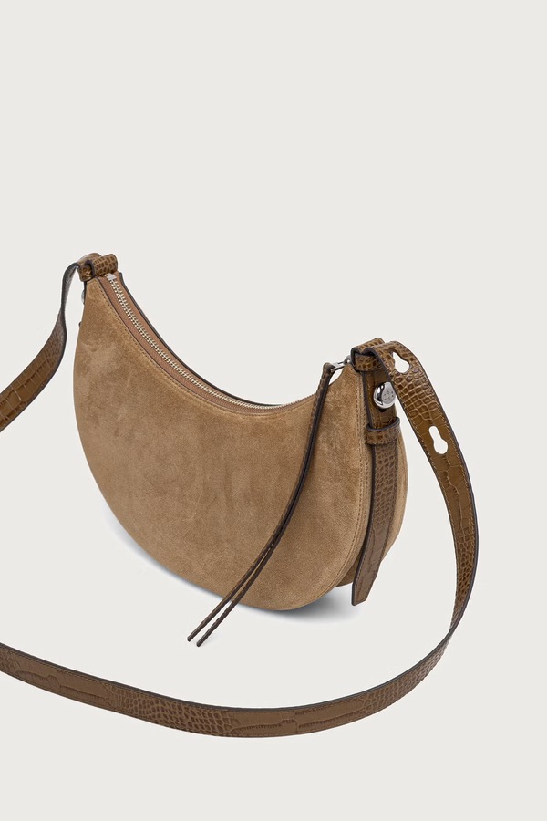 Сумка крос-боді жіноча замшева Tory Burch Romy Half Moon колір бежевий фото 2