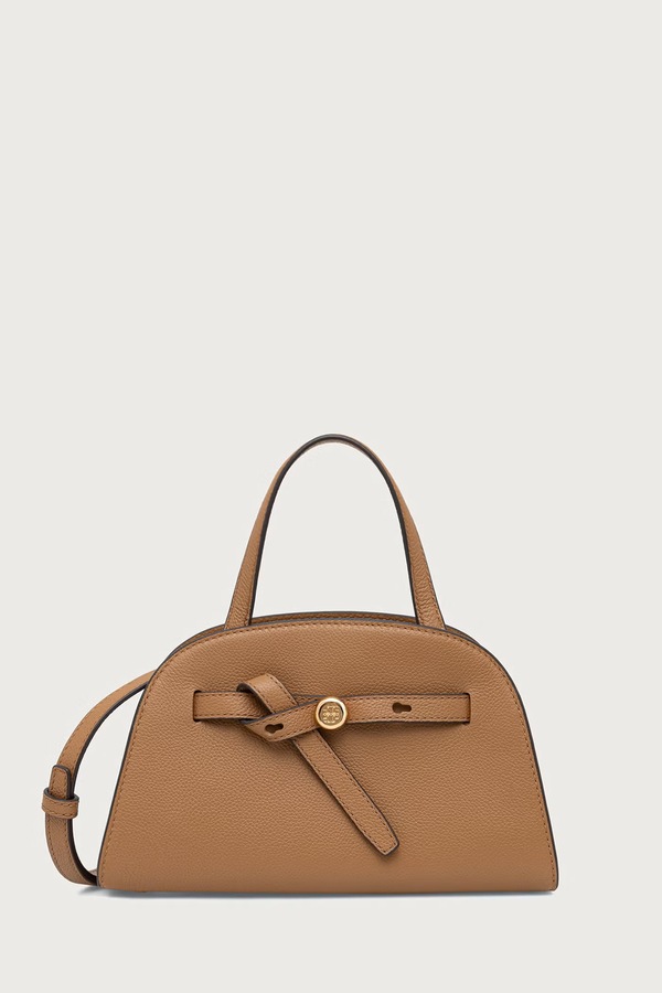 Сумка кросс-боди женская кожаная Tory Burch Romy Small Bauletto цвет бежевый