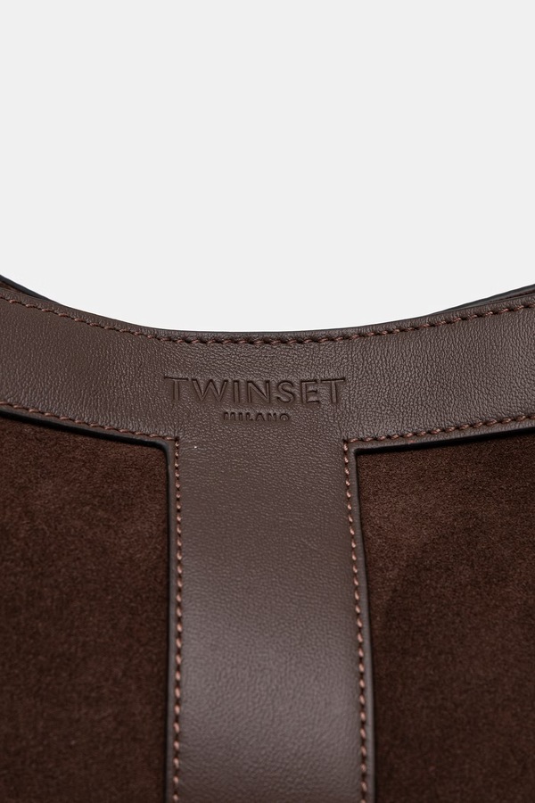 Сумка-шопер жіноча замшева Twinset колір коричневий фото 4