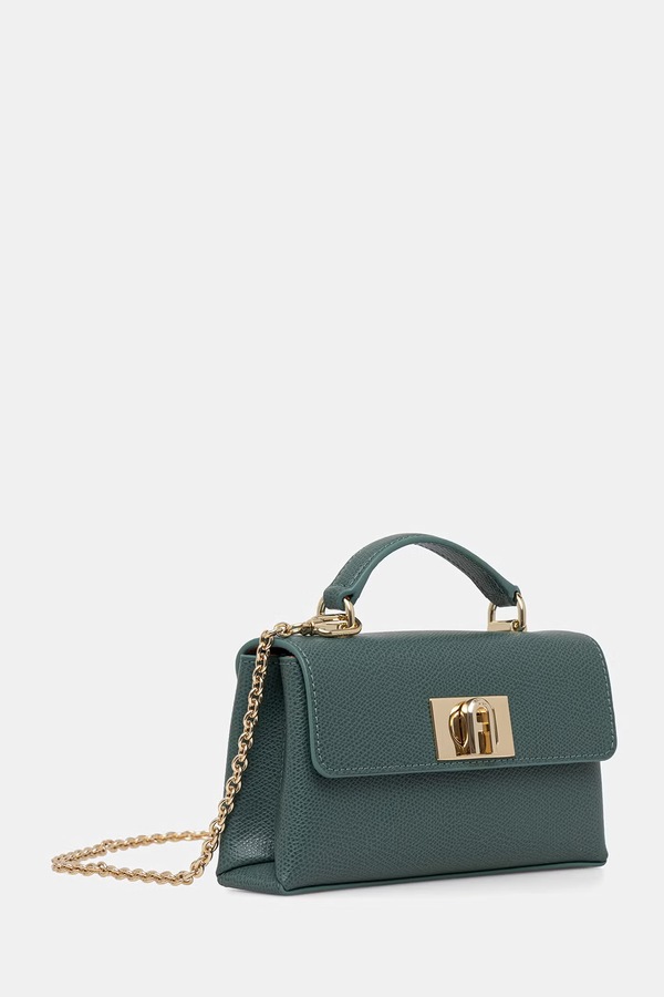 Сумка крос-боді жіноча шкіряна Furla колір бірюзовий