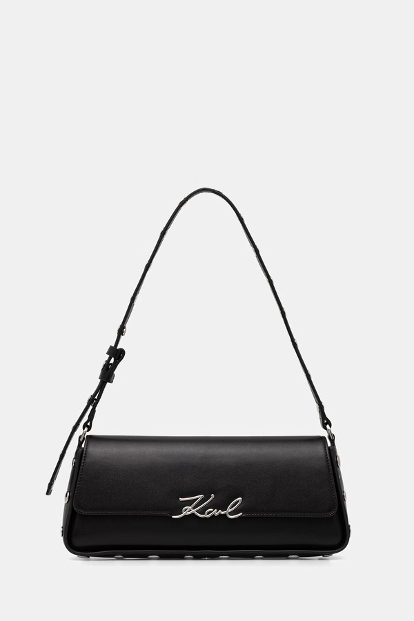 Сумка baguette женская кожаная Karl Lagerfeld K/SIGNATURE цвет черный