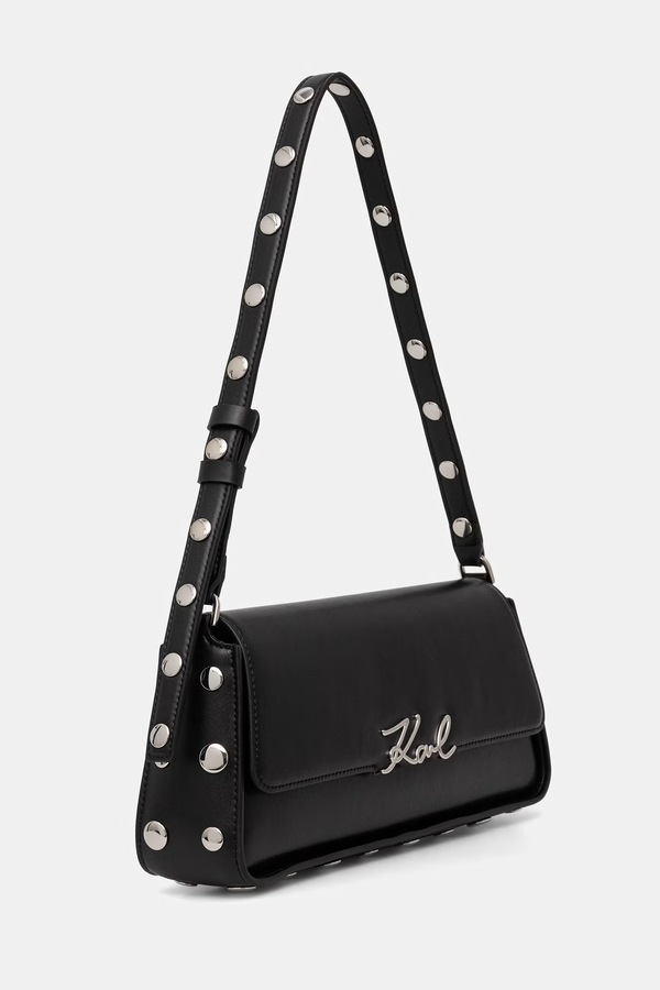 Сумка baguette женская кожаная Karl Lagerfeld K/SIGNATURE цвет черный