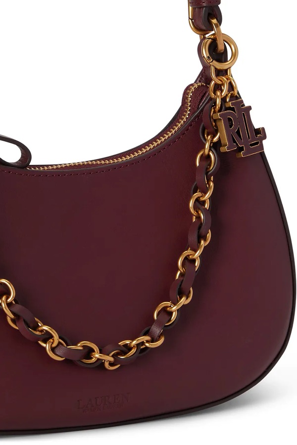Сумочка hobo жіноча шкіряна Lauren Ralph Lauren колір бордовий фото 4