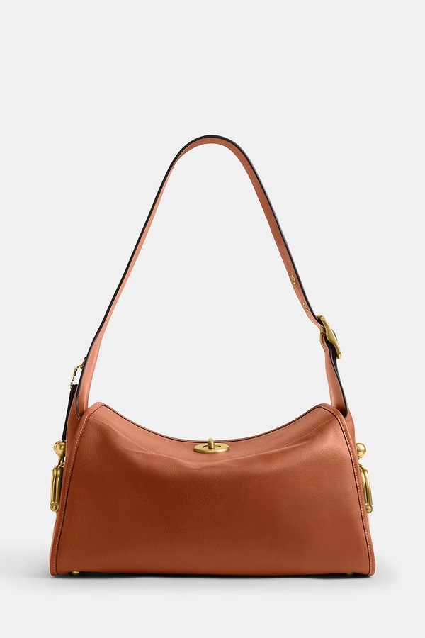 Сумочка hobo жіноча шкіряна Coach Turnlock Haversack Bag колір коричневий