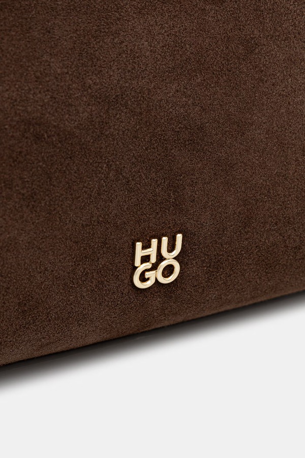 Сумка baguette жіноча з імітації замші HUGO Meelo S_Duffle SM колір коричневий фото 4