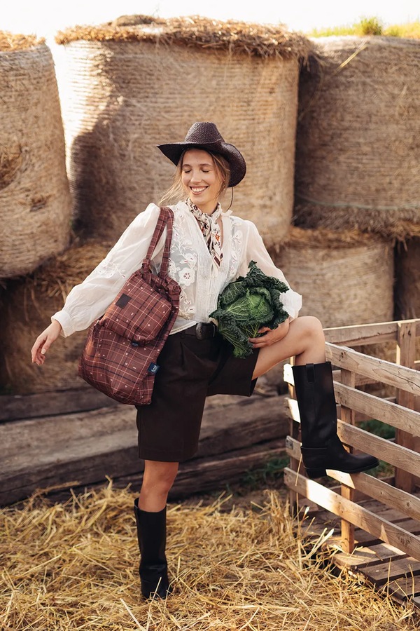 Сумка-шопер La Millou MOO MEADOW PLAID колір помаранчевий фото 3