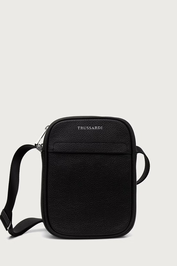 Сумка на плече чоловіча зі штучної шкіри Trussardi колір чорний